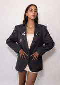 Dark Gray Pinstripe Punk Blazer