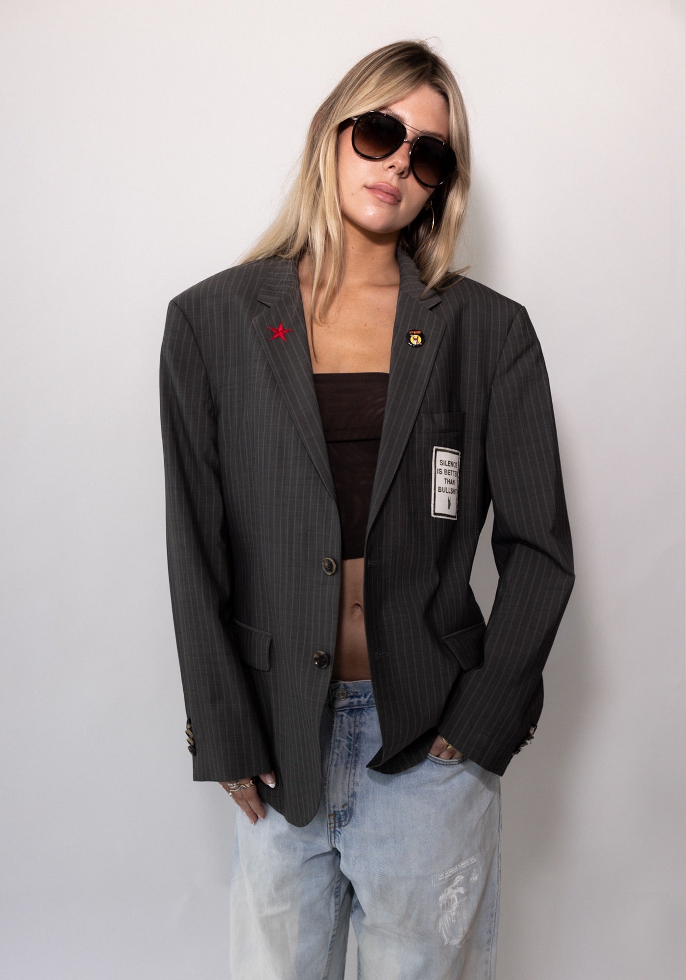 Gray Pinstripe Sex Pistols Blazer