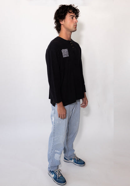 York Black Ribbed Knit