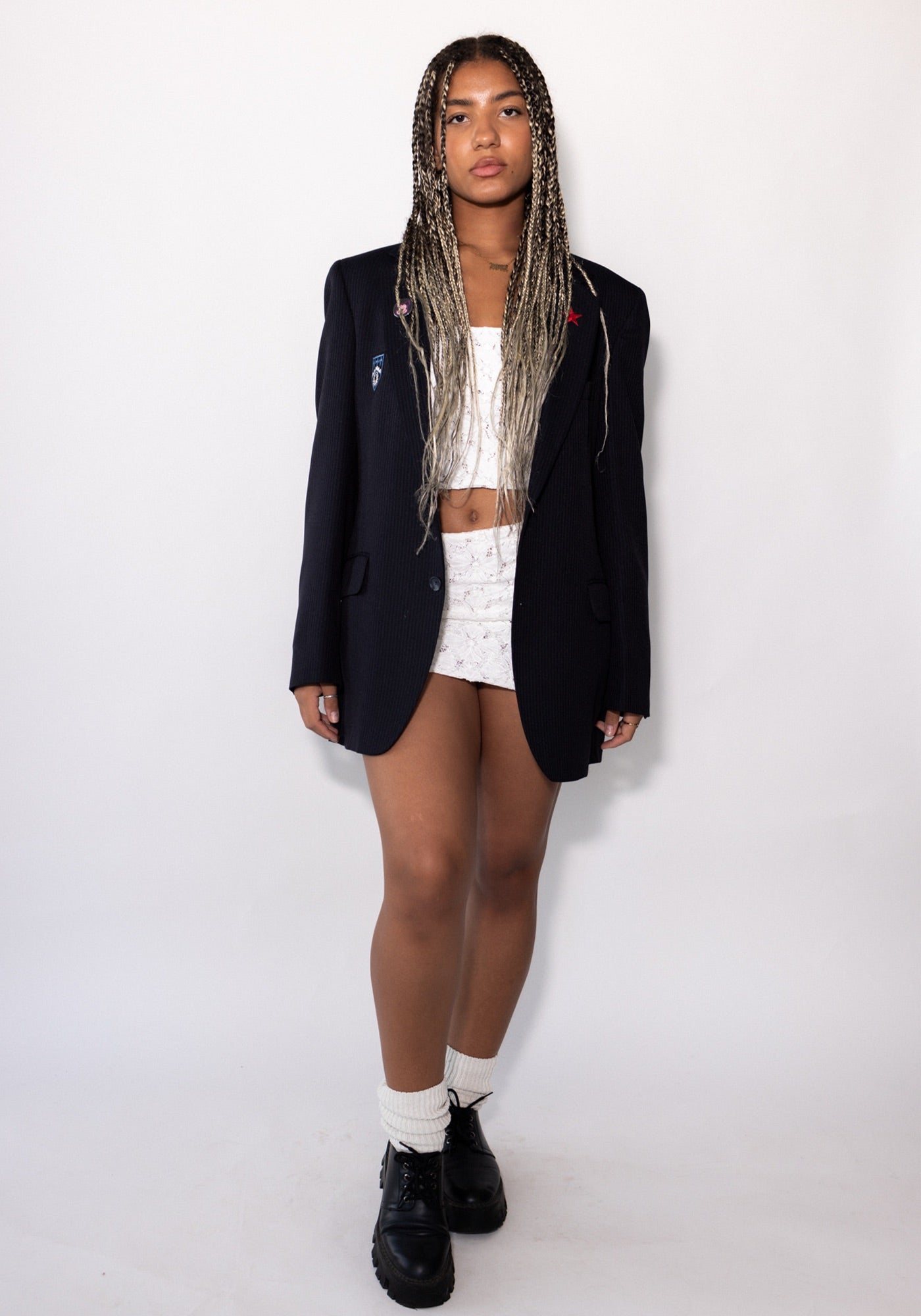 Navy Pinstripe RUN Blazer