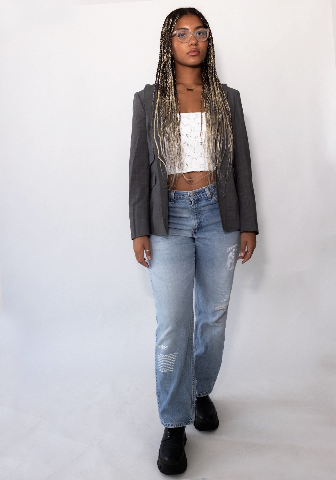 Moschino Gray Pinstripe Blazer