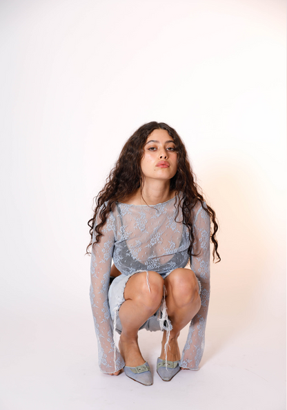 Demeter Long Sleeve Top in Glacier Lace