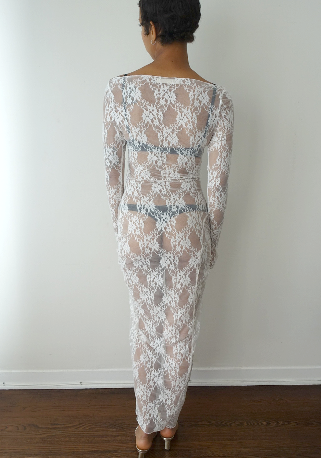 Demeter Long Sleeve Dress in Sandstone Lace