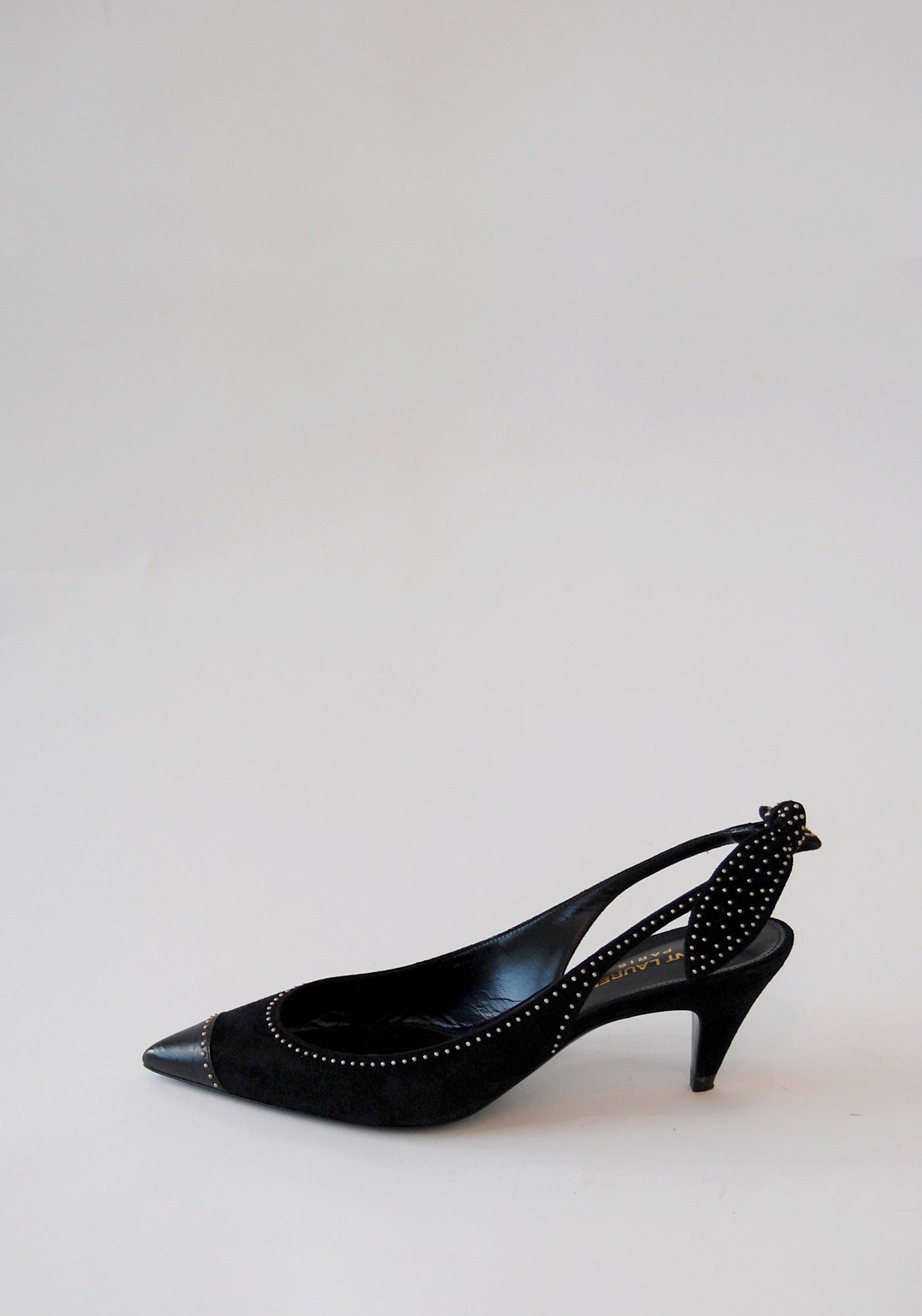 YSL Black Kitten Heel Sling Backs | Size: 37