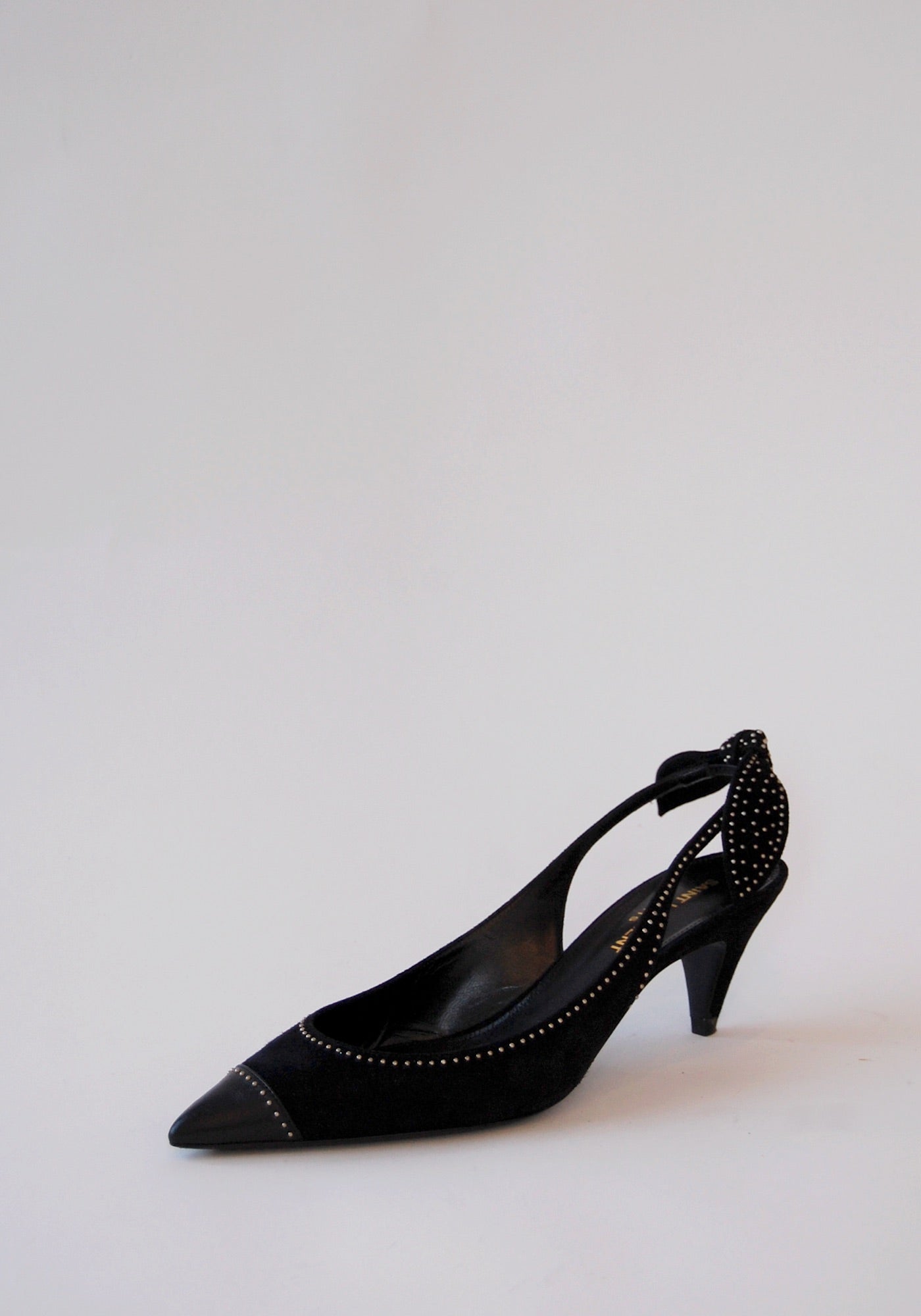 YSL Black Kitten Heel Sling Backs | Size: 37