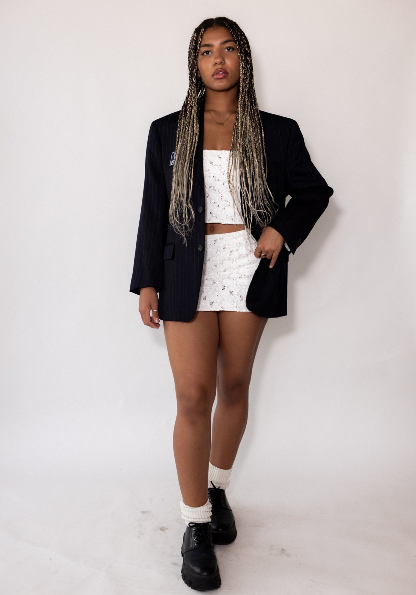 Navy Pinstripe Marilyn Manson Blazer