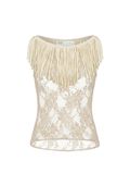Muse Fringe Tank Top in Sandstone Lace