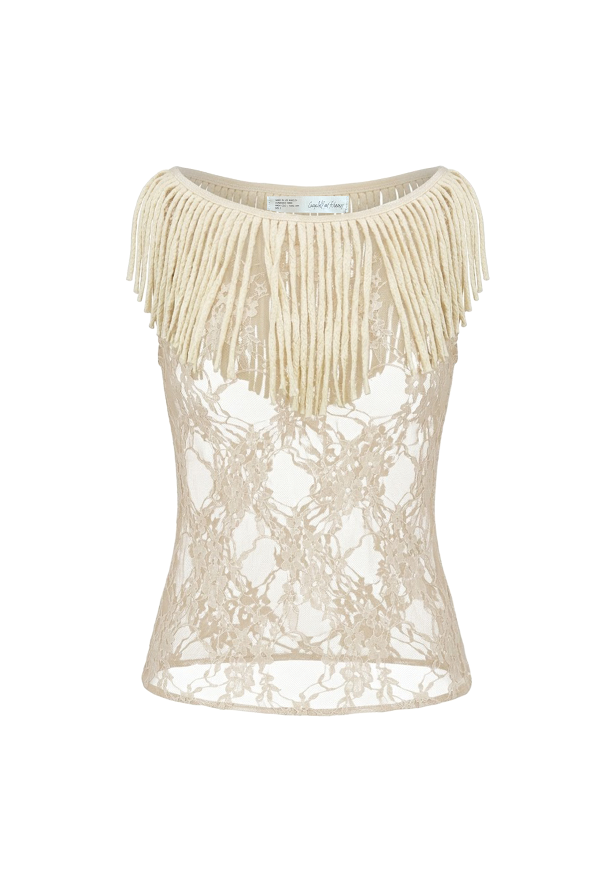 Muse Fringe Tank Top in Sandstone Lace