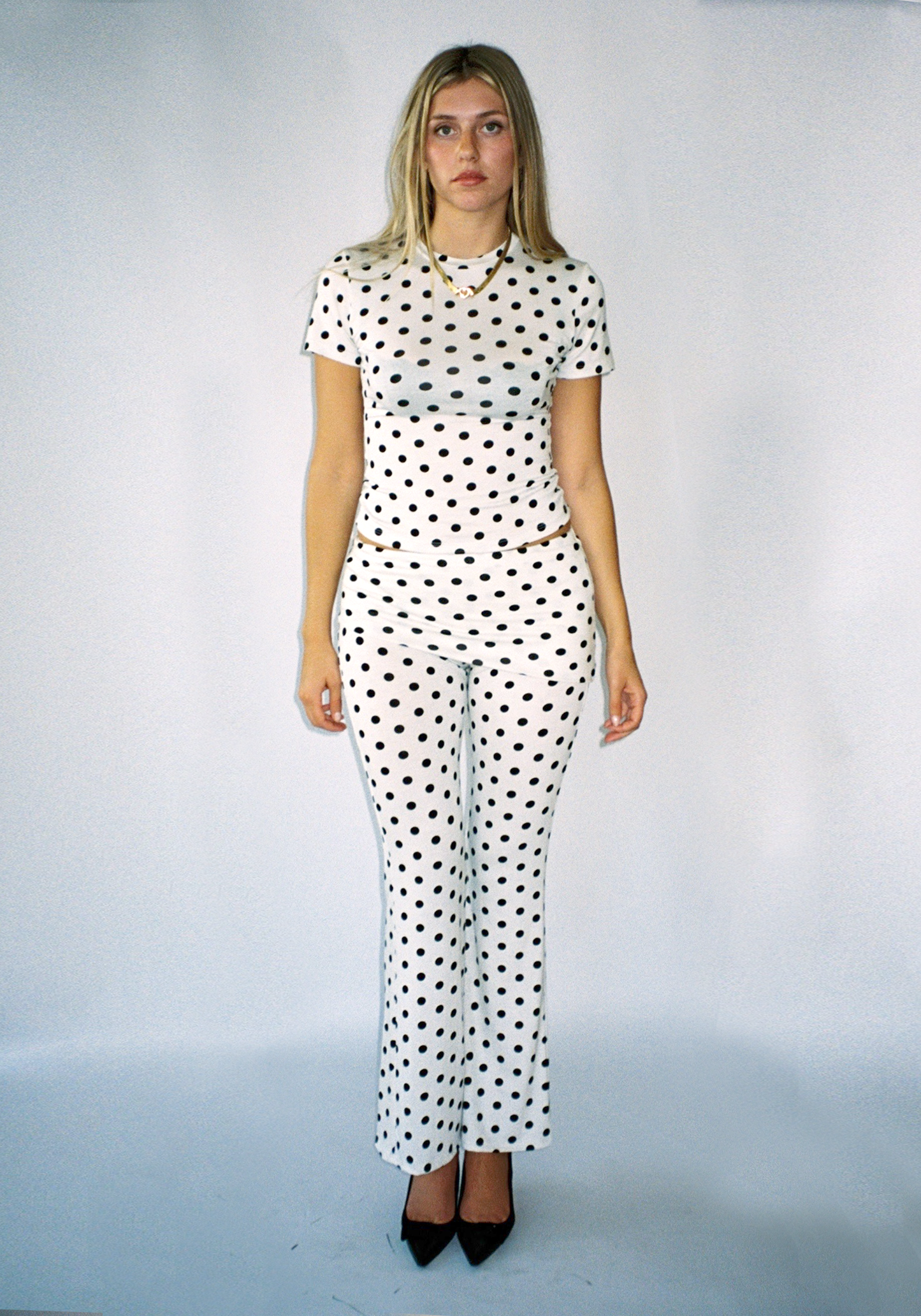 Thalia Pants in White Polka Dot