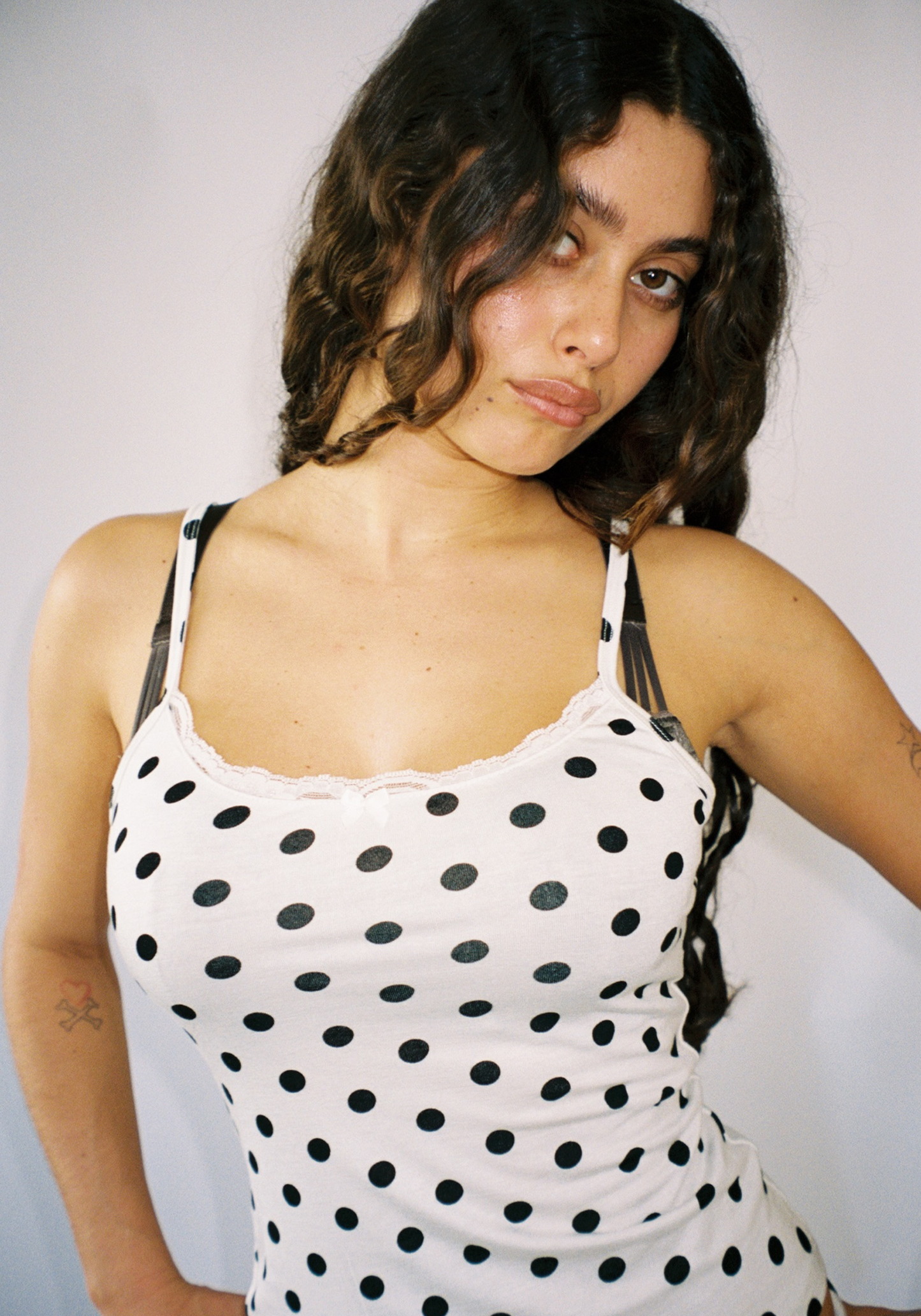 Thalia Tank Top in White Polka Dot