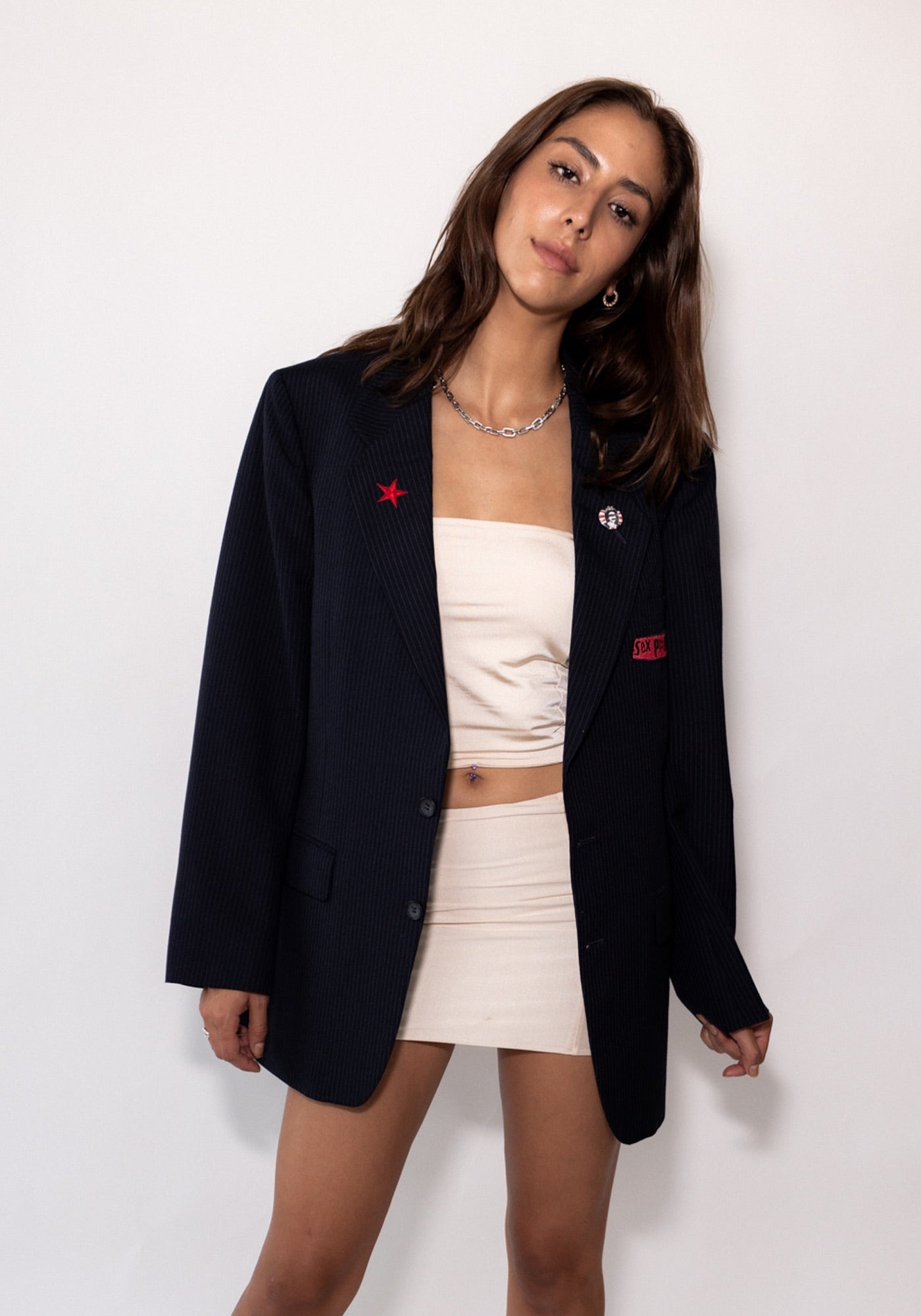Navy Pinstripe Sex Pistols Blazer