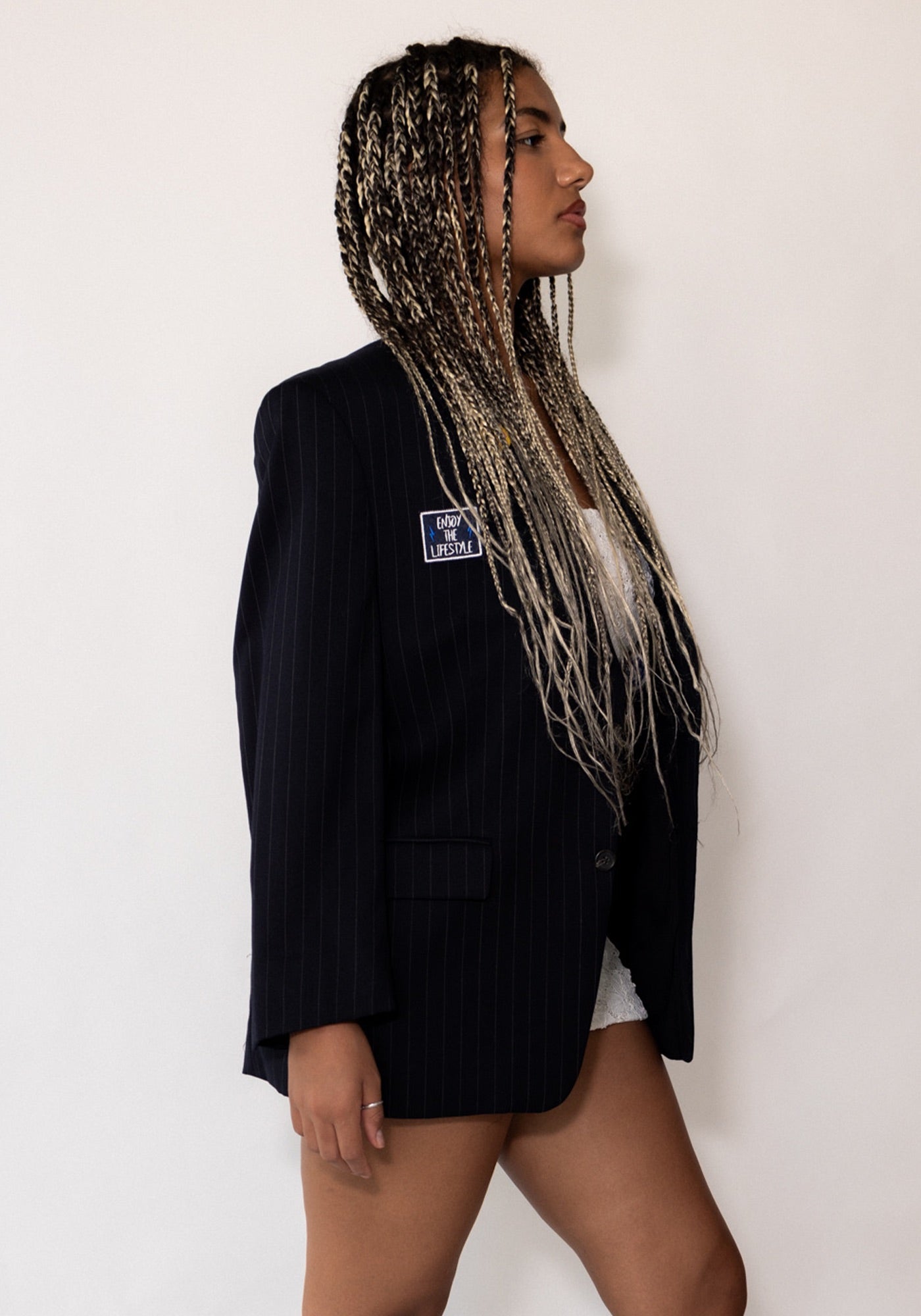 Navy Pinstripe Marilyn Manson Blazer