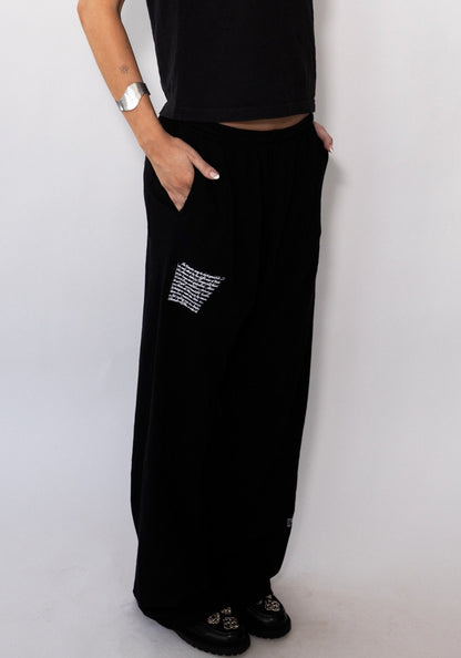 Black Recycled Cotton Straight Leg Pants