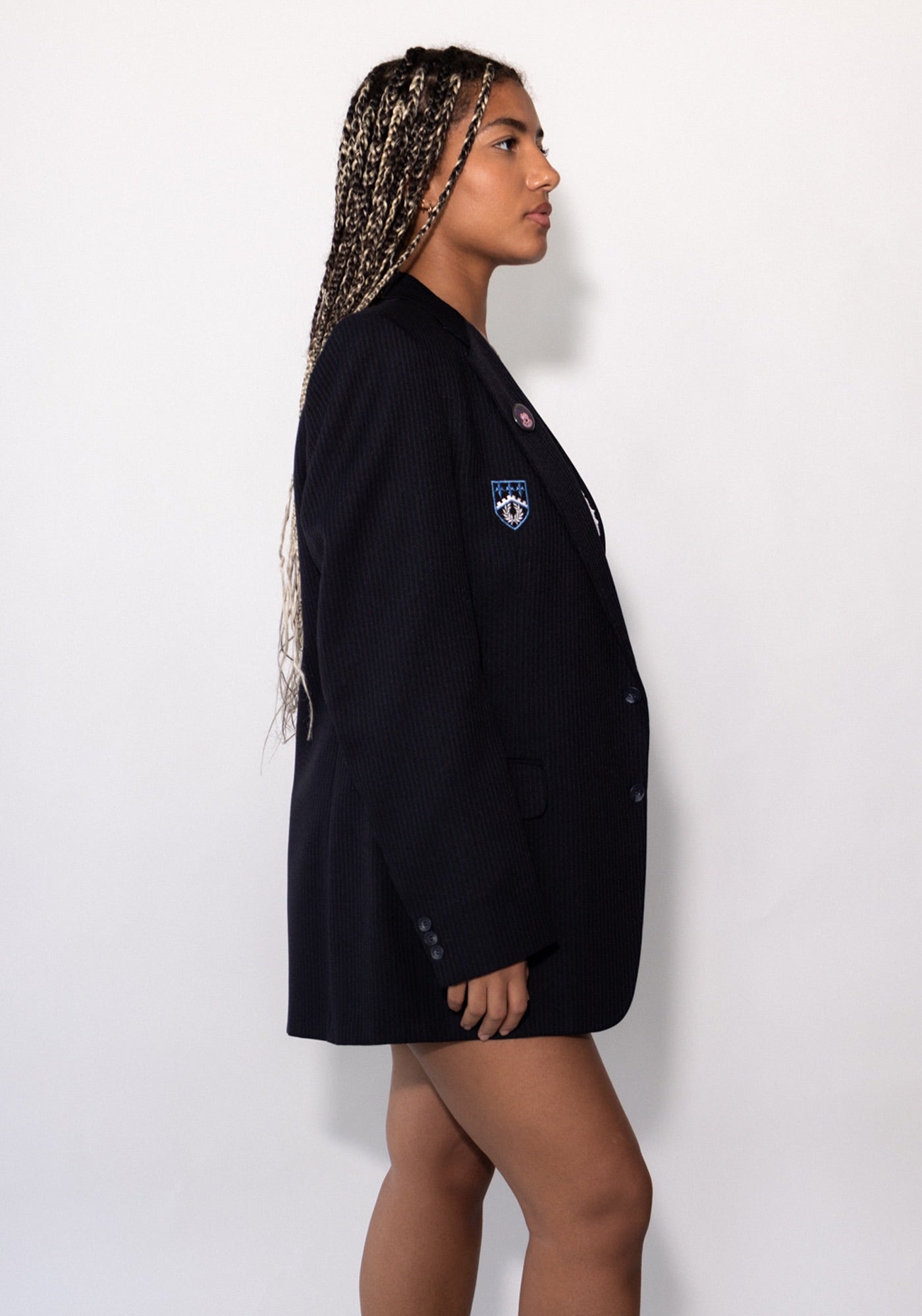 Navy Pinstripe RUN Blazer