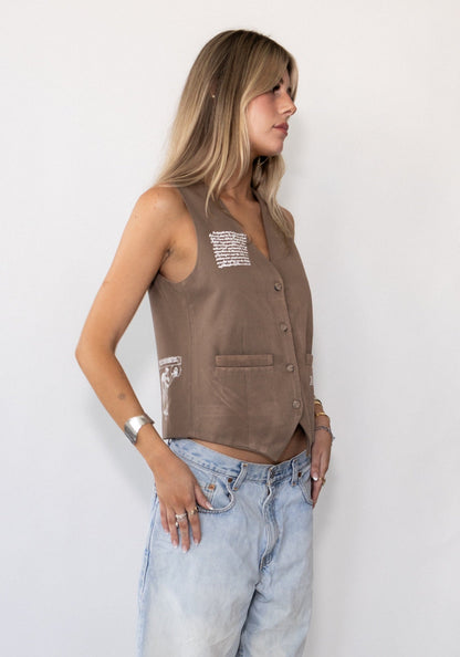 Salem Tan Pinstripe Vest