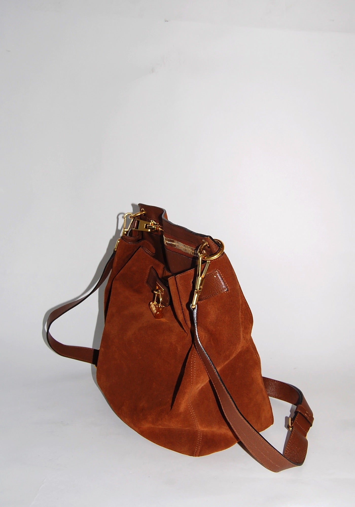 Tom Ford Brown Natasha Suede Convertible Backpack Bag