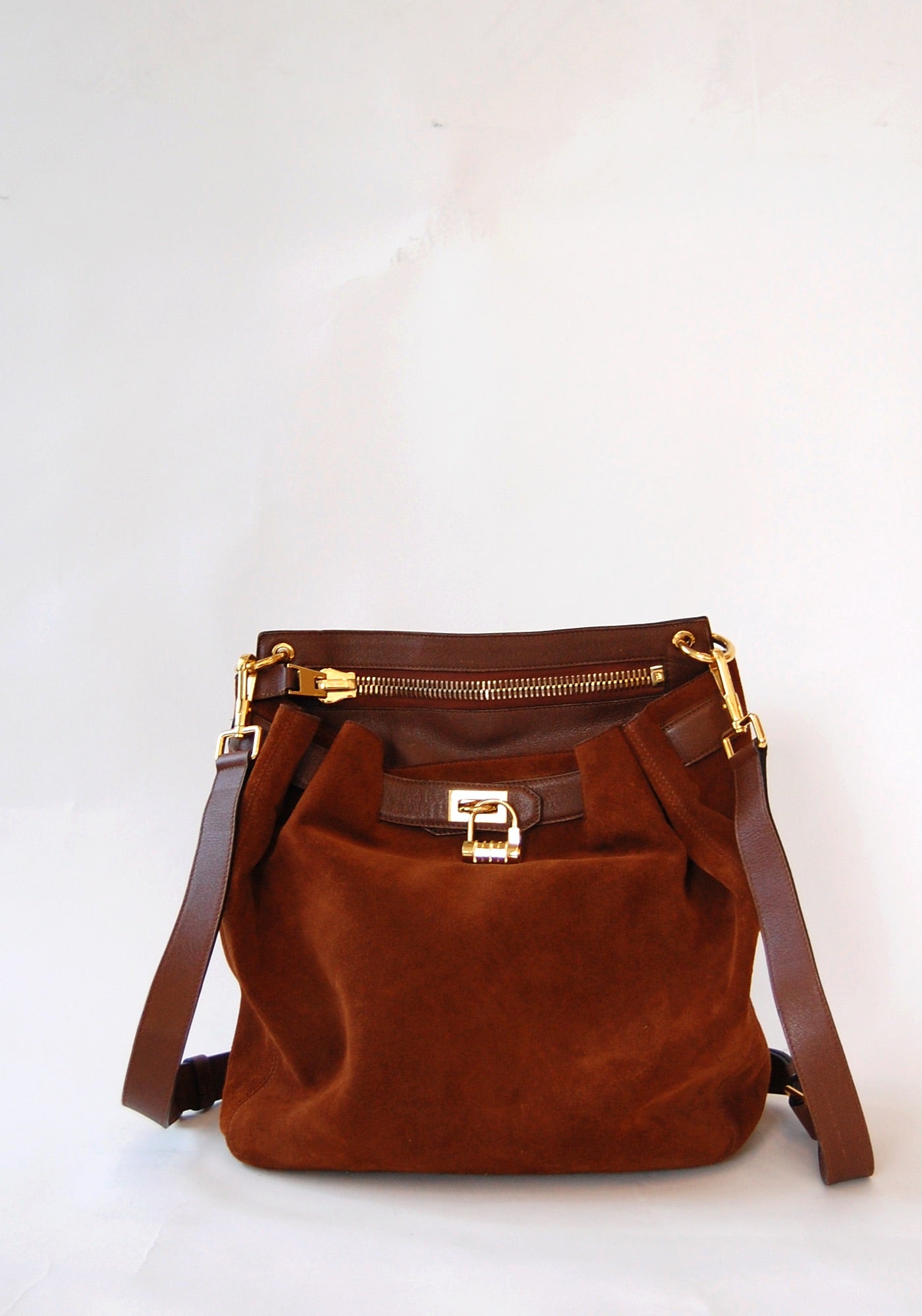 Tom Ford Brown Natasha Suede Convertible Backpack Bag
