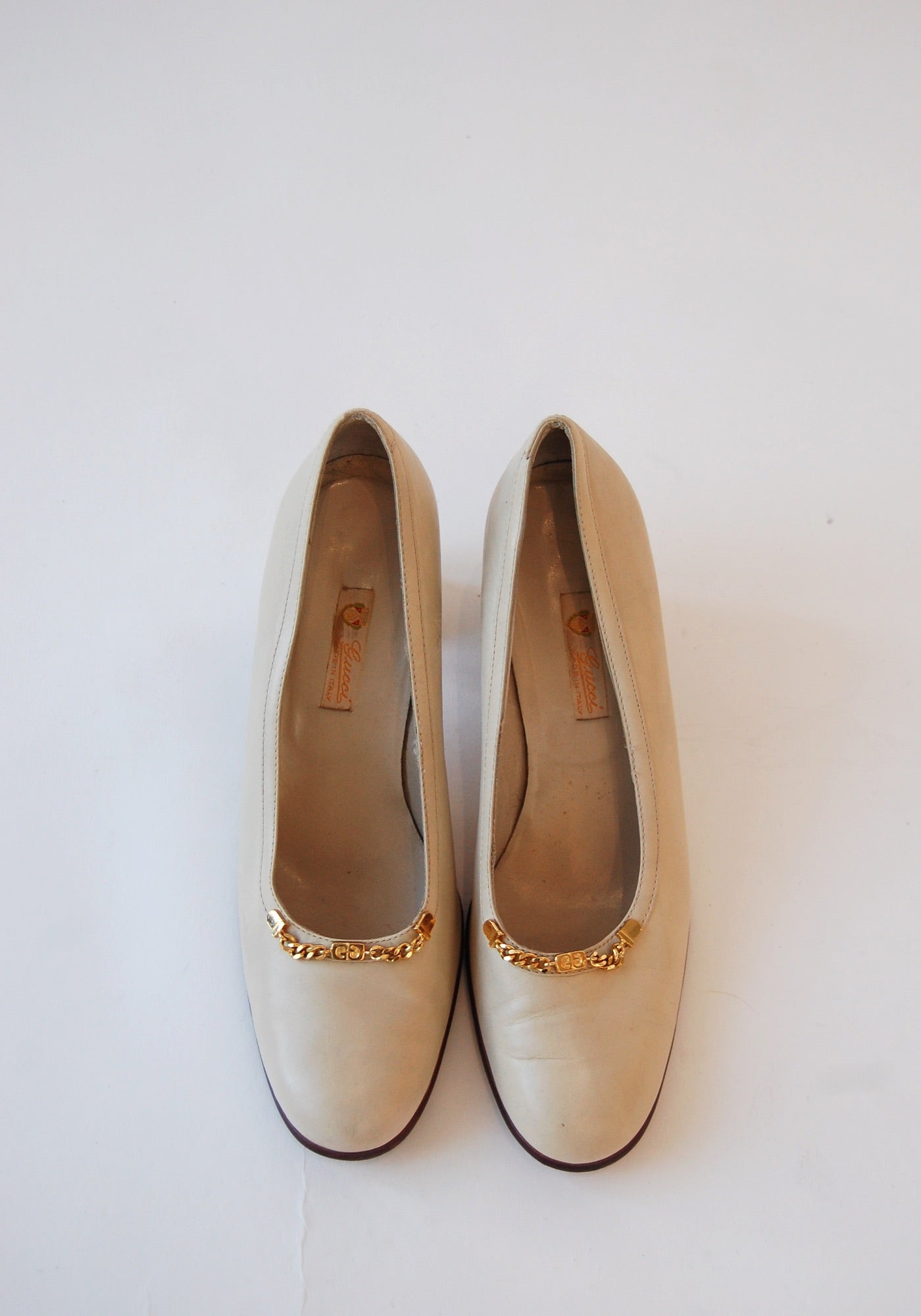 Gucci Cream Heeled Loafer | Size: 37