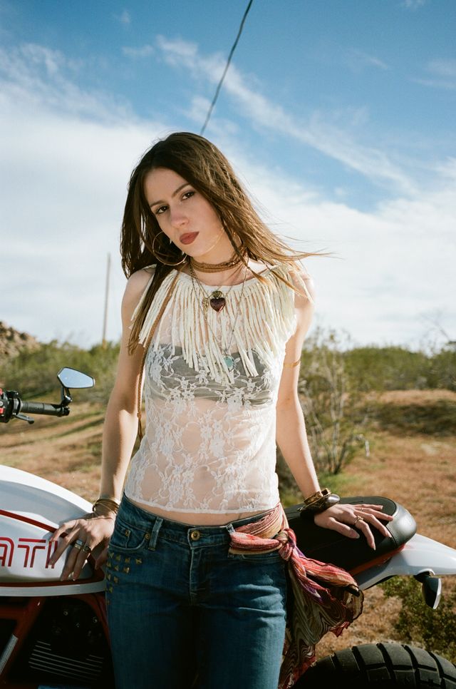 Muse Fringe Tank Top in Sandstone Lace